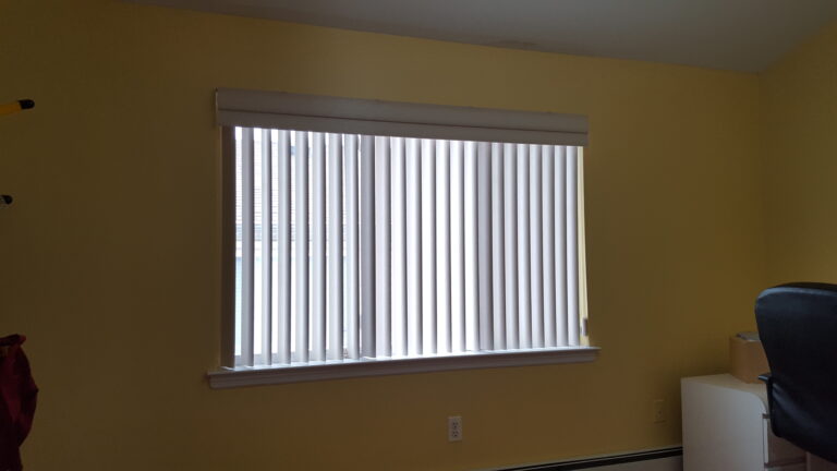 Vertical blinds installed in a New Jersey living room