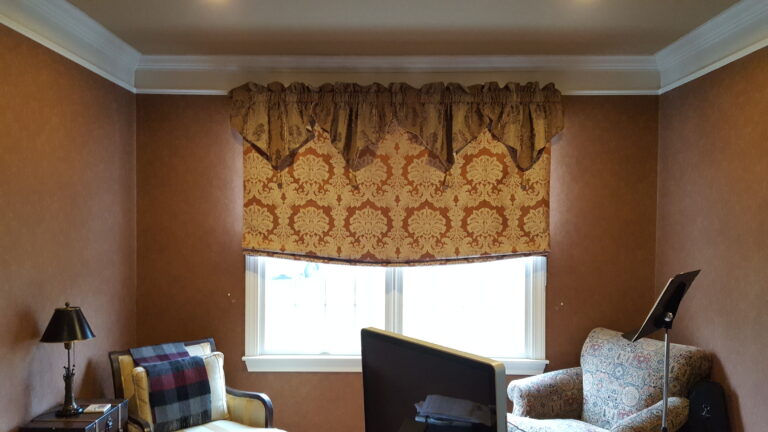 Custom drapery in a Bergen County home office