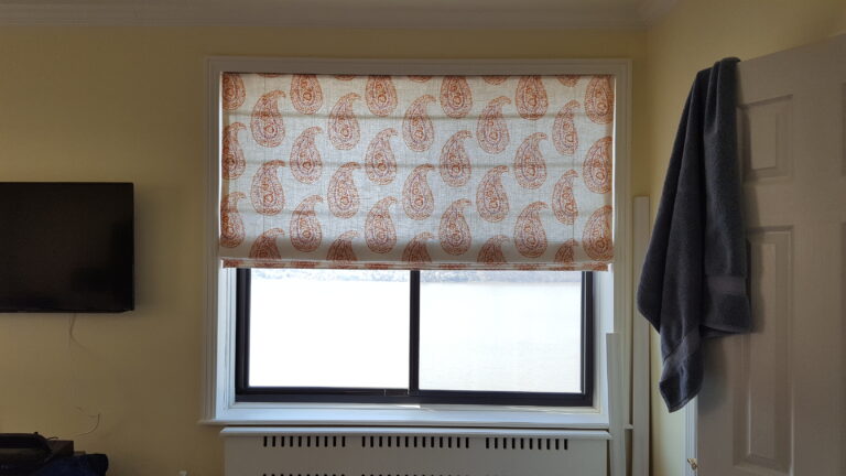 Roman shades installed in a New Jersey living room