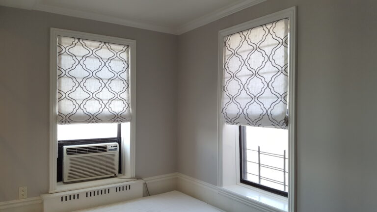 Roman shades measured and fitted for a Bergen County bedroom