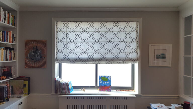 roman shades in a Tri-State living room, made to measure