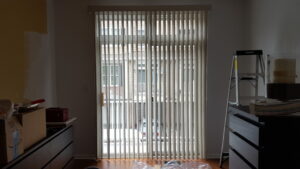 Vertical blinds in a Bergen County home office