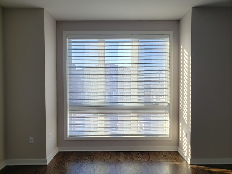 Custom sheer shadings fitted in a living room in Bergen County, NJ