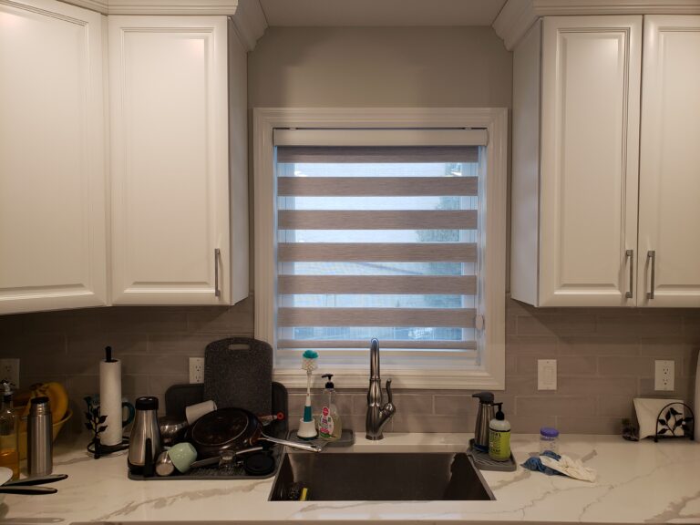 Sheer shadings measured and fitted for a Bergen County kitchen