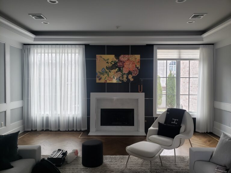 Custom drapery installed in a New Jersey living room