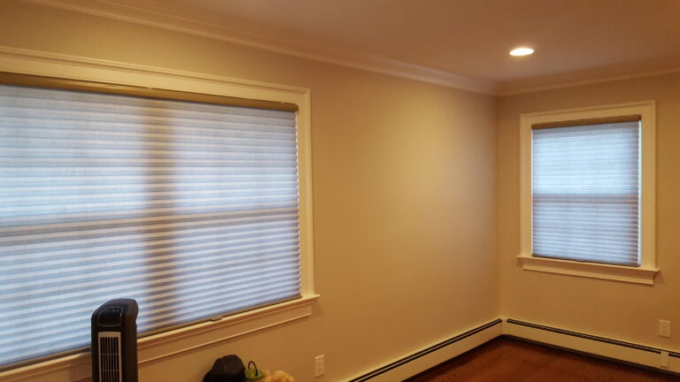 Custom cellular honeycomb shades fitted in a bedroom in Bergen County, NJ