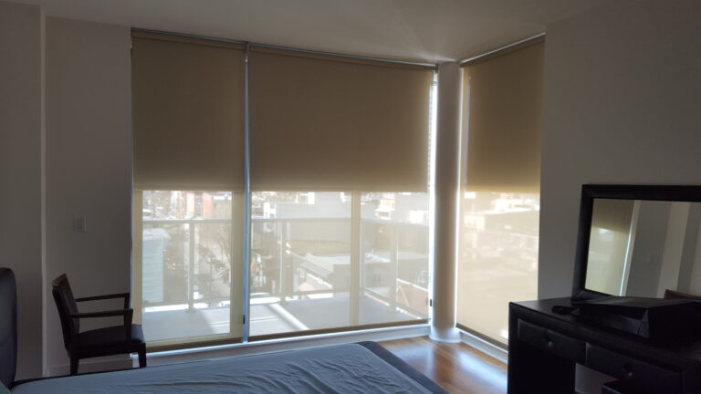 roller shades in a Tri-State living room, made to measure