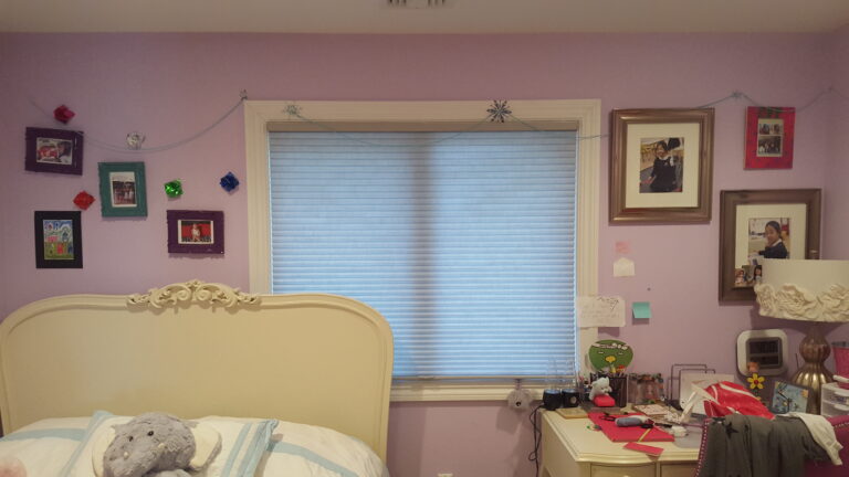 Custom cellular honeycomb shades fitted in a bedroom in Bergen County, NJ