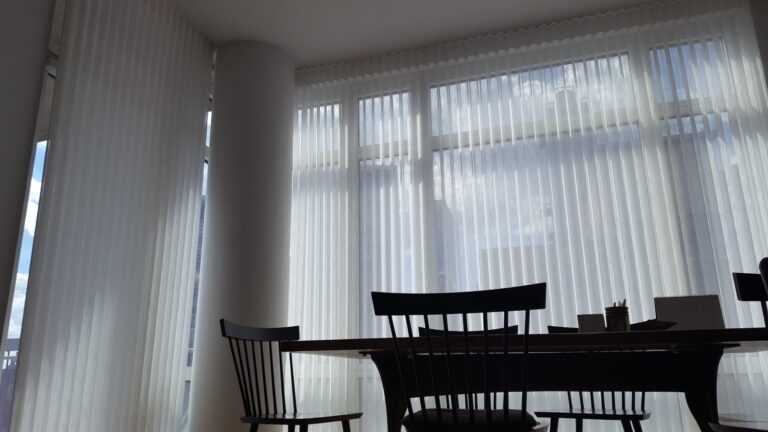 Custom sheer shadings fitted in a dining room in Bergen County, NJ