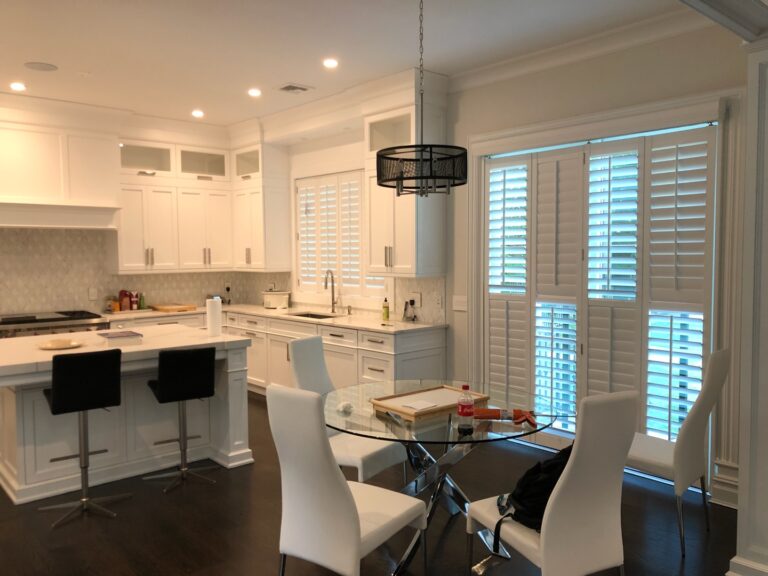 Plantation shutters in a kitchen in a Bergen County home