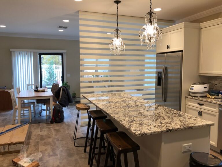 Sheer shadings measured and fitted for a Bergen County kitchen