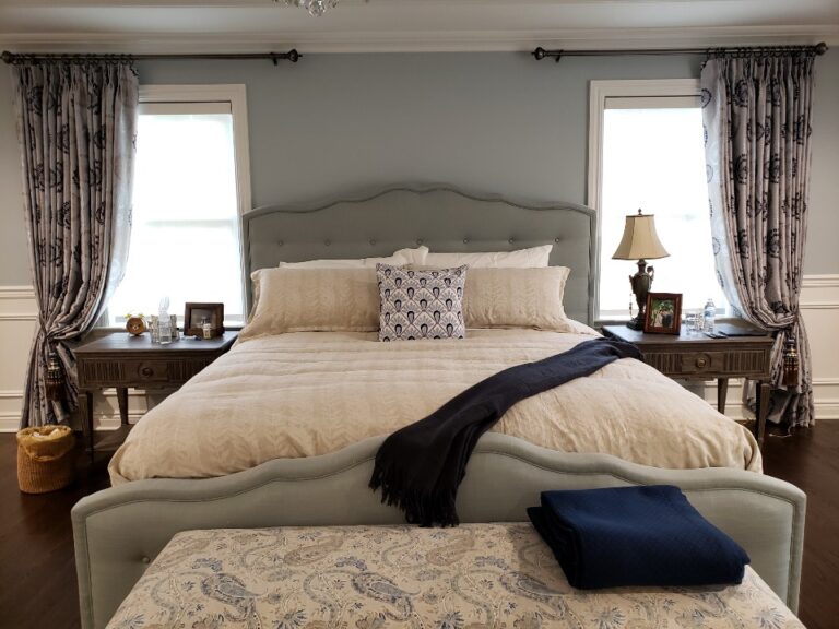 Custom drapery measured and fitted for a Bergen County bedroom