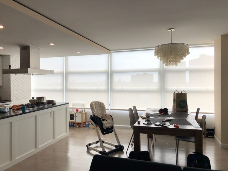 Sheer shadings installed in a New Jersey commercial space across floor-to-ceiling windows