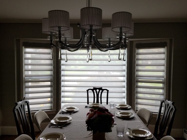 sheer shadings in a Tri-State dining room, made to measure