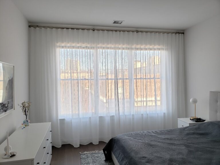 Custom custom drapery fitted in a living room in Bergen County, NJ
