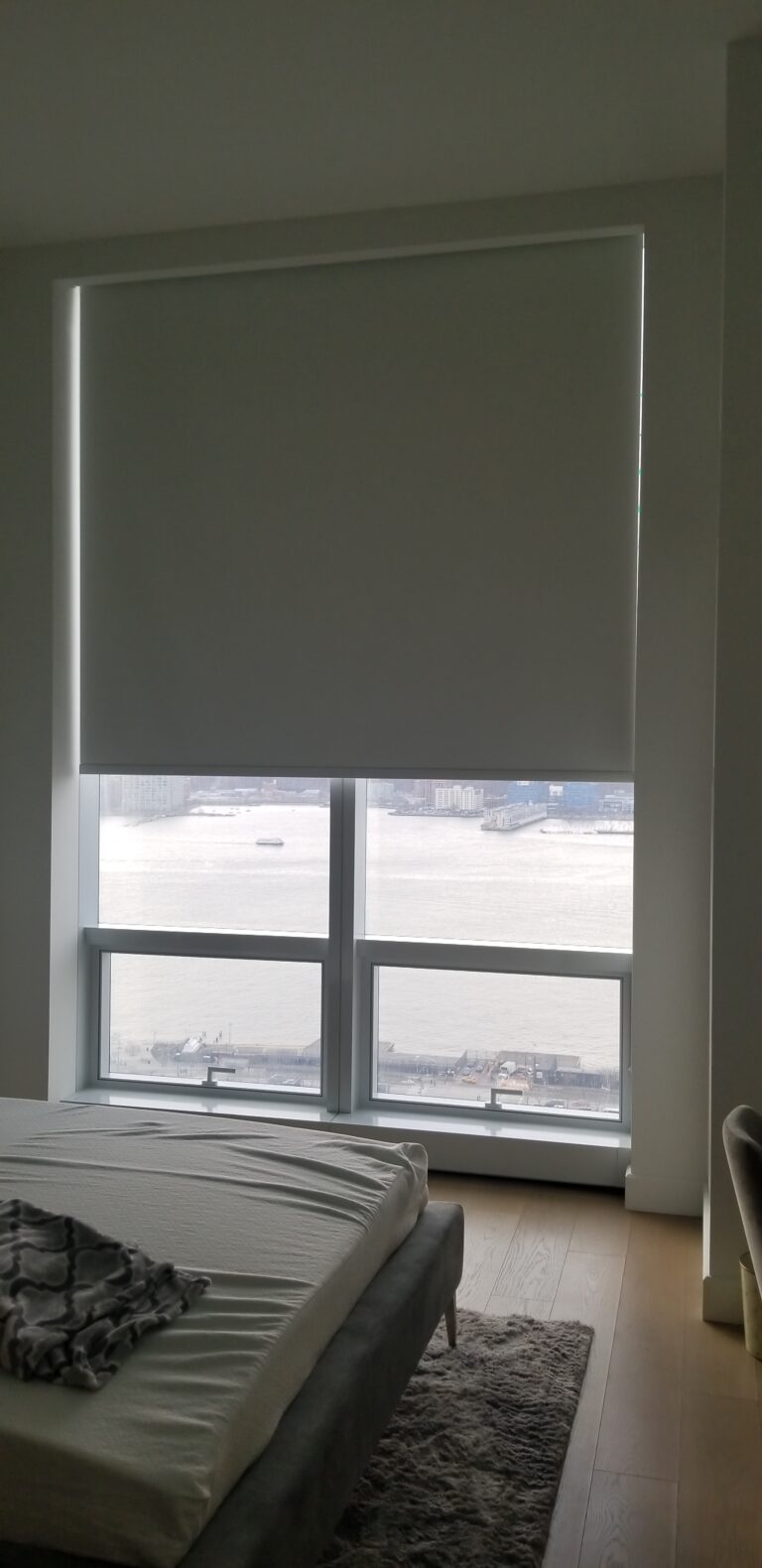 Custom roller shades fitted in a commercial space in Bergen County, NJ