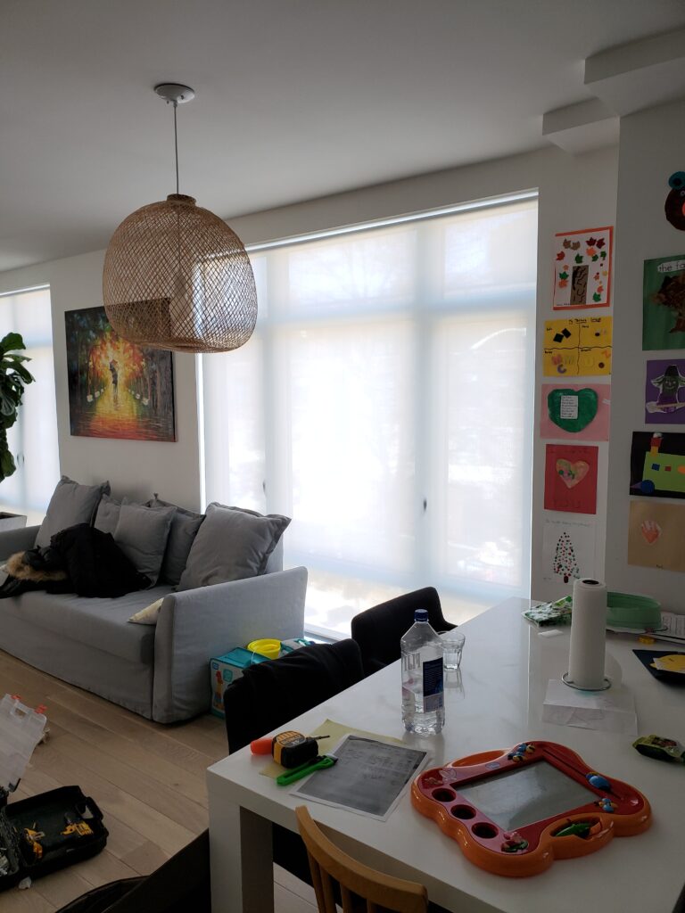 Sheer shadings measured and fitted for a Bergen County living room