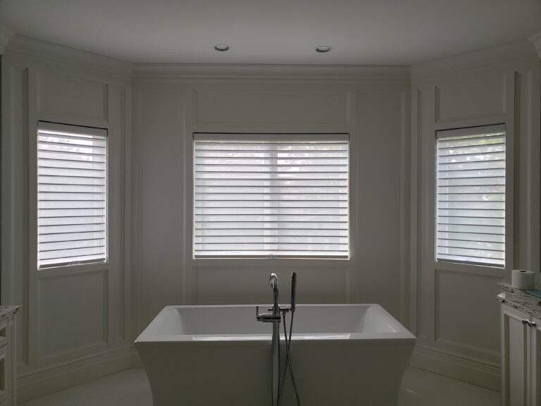 Custom sheer shadings fitted in a living room in Bergen County, NJ