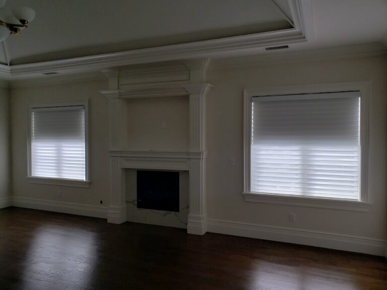 Roller shades installed in a New Jersey living room