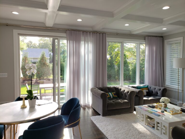 Custom drapery in a Bergen County living room