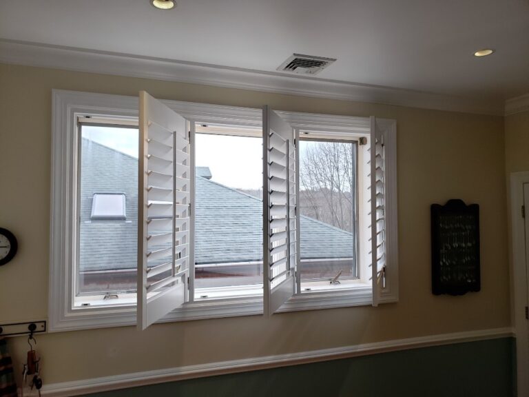Plantation shutters measured and fitted for a Bergen County living room