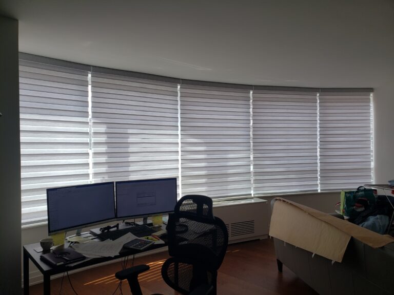 Custom sheer shadings fitted in a living room in Bergen County, NJ