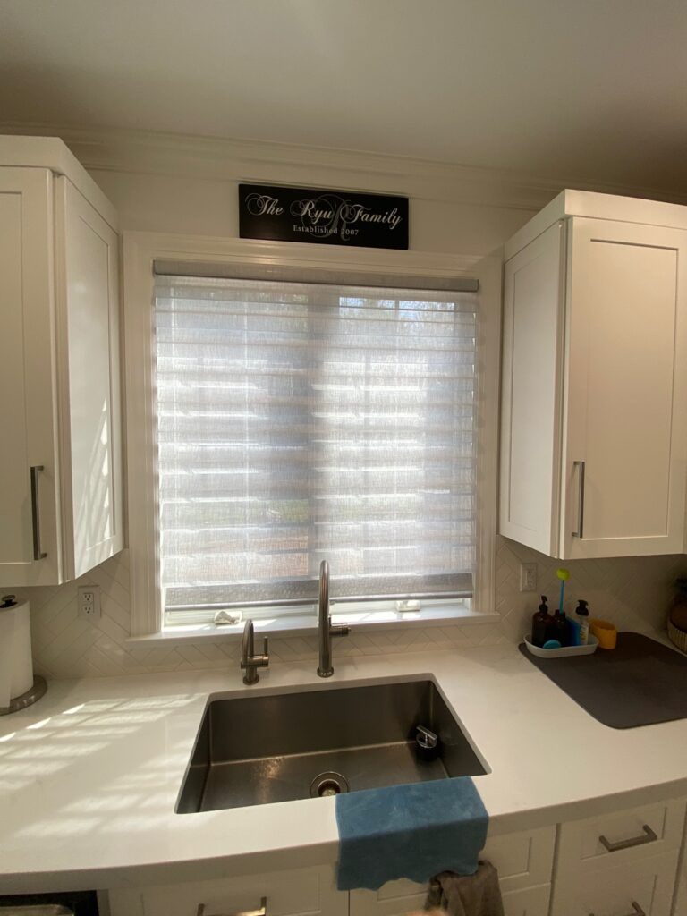 Sheer shadings measured and fitted for a Bergen County kitchen