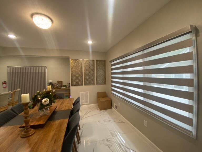 Sheer shadings measured and fitted for a Bergen County dining room
