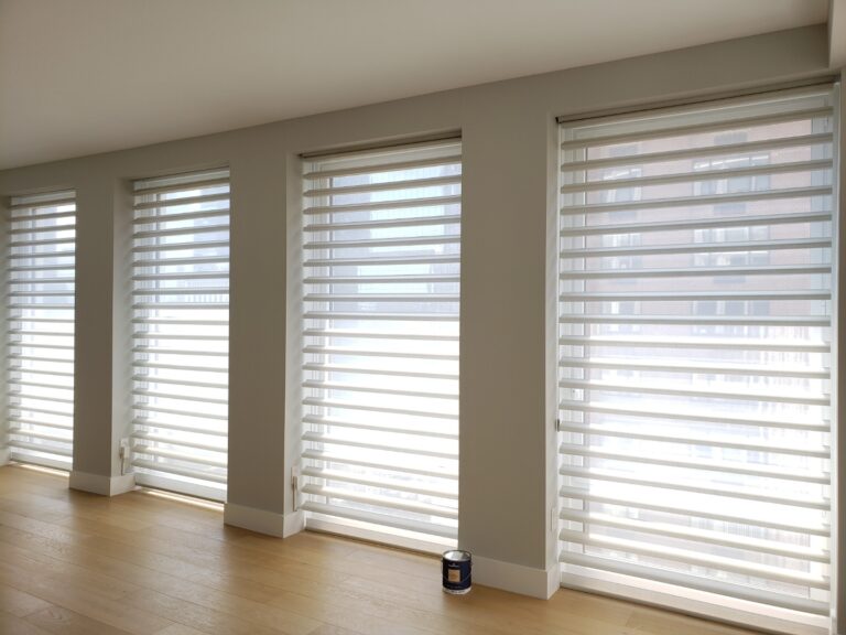Custom sheer shadings fitted in a living room in Bergen County, NJ