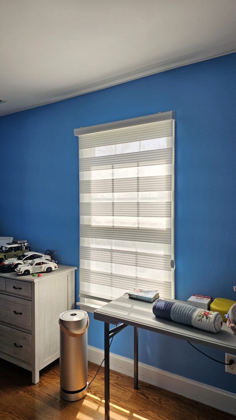 Wood blinds measured and fitted for a Bergen County bathroom