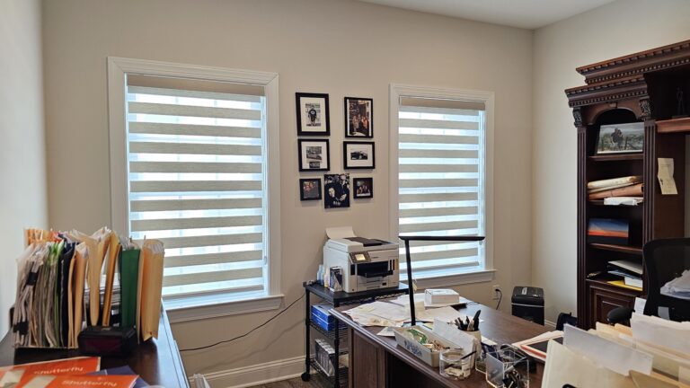 Sheer shadings measured and fitted for a Bergen County home office