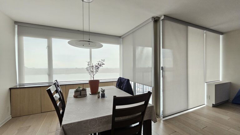 Cellular honeycomb shades in a bedroom in a Bergen County home