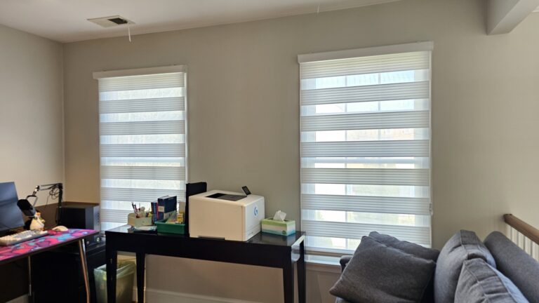 sheer shadings in a Tri-State home office, made to measure