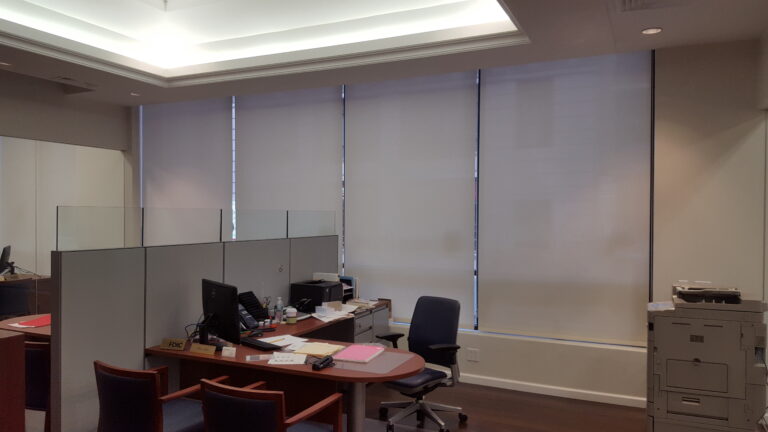 Roller shades in a Bergen County home office