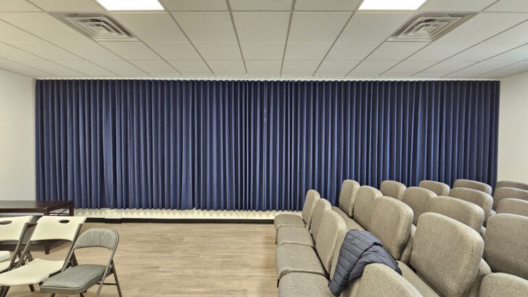Custom drapery panels in a commercial space in a Bergen County home