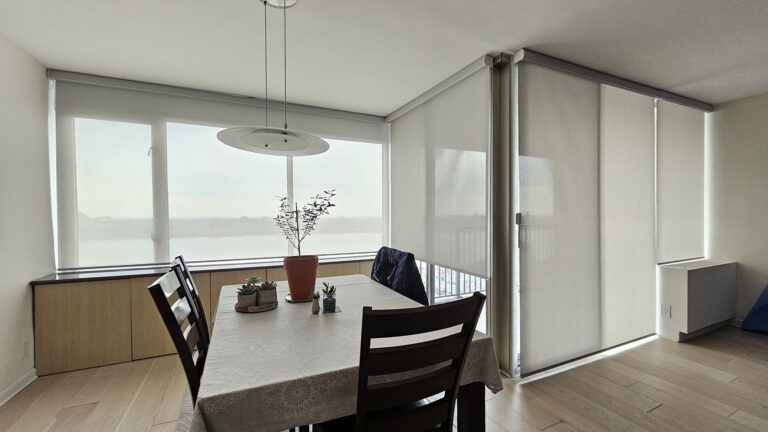 Custom sheer shadings fitted in a dining room in Bergen County, NJ