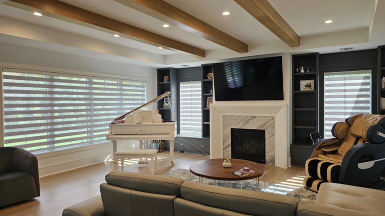 Custom sheer shadings fitted in a living room in Bergen County, NJ