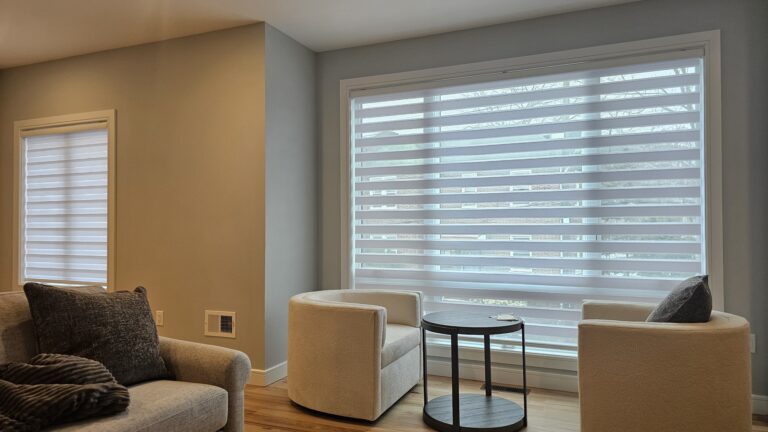 Roman shades in a master bedroom