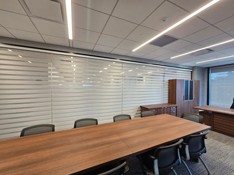 wood blinds in a Tri-State commercial space, made to measure