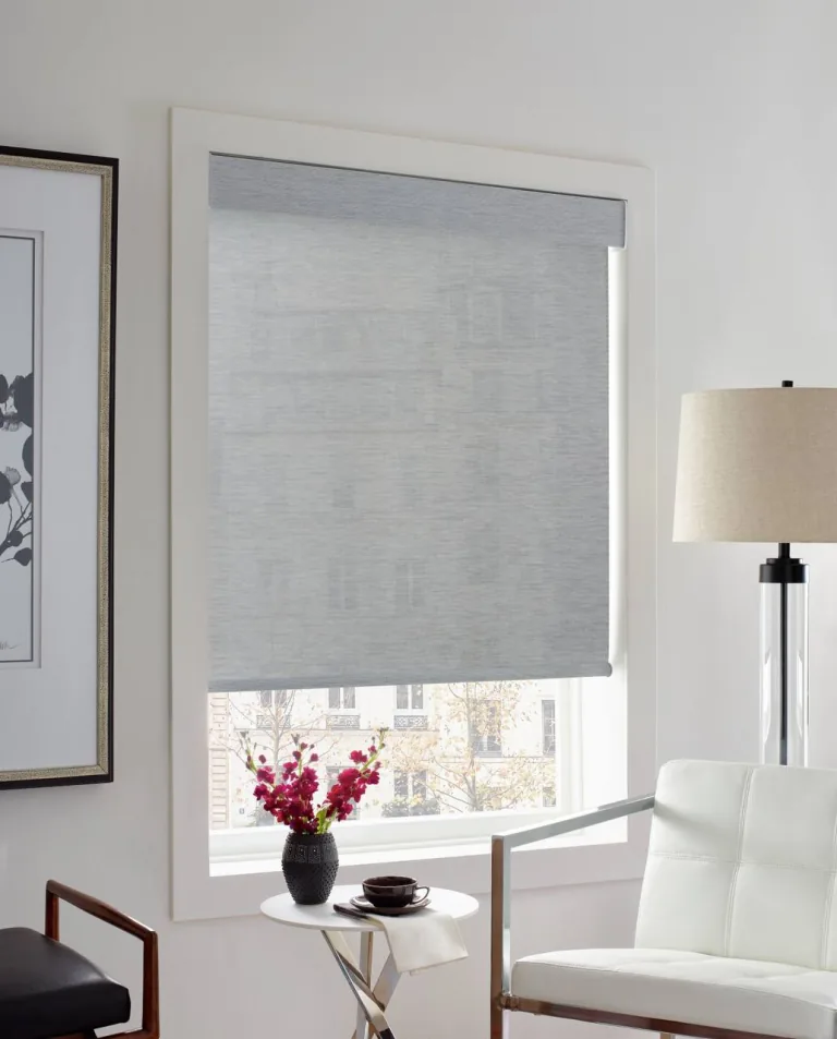 Bright room with roller shades in Englewood